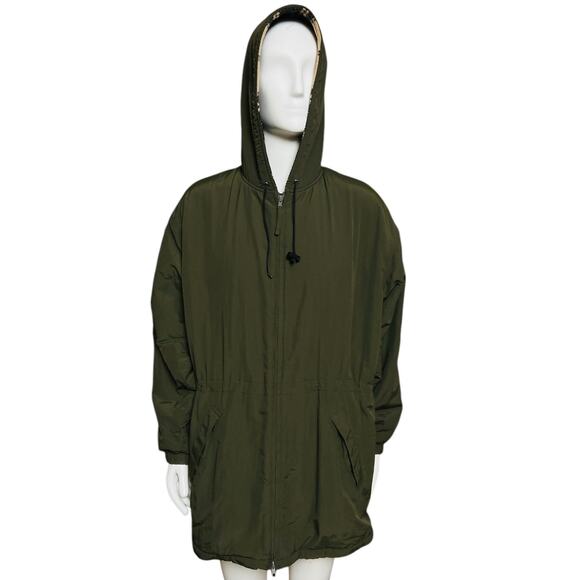 J.Crew Hoodie Coat Water Resistant Size M Flannel Fully Lined Zip Front Closure - Picture 4 of 11